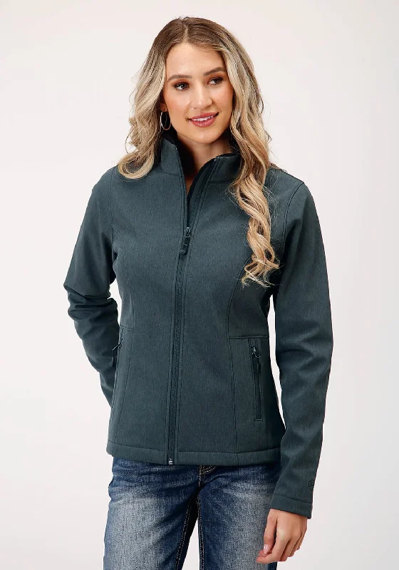 Roper Womens Zip Grey Polyester Softshell Jacket Zippered Front Buttoned Front Snap Front Roper Womens Zip Grey Polyester Softshell Jacket Zippered Front Buttoned Front Snap Front