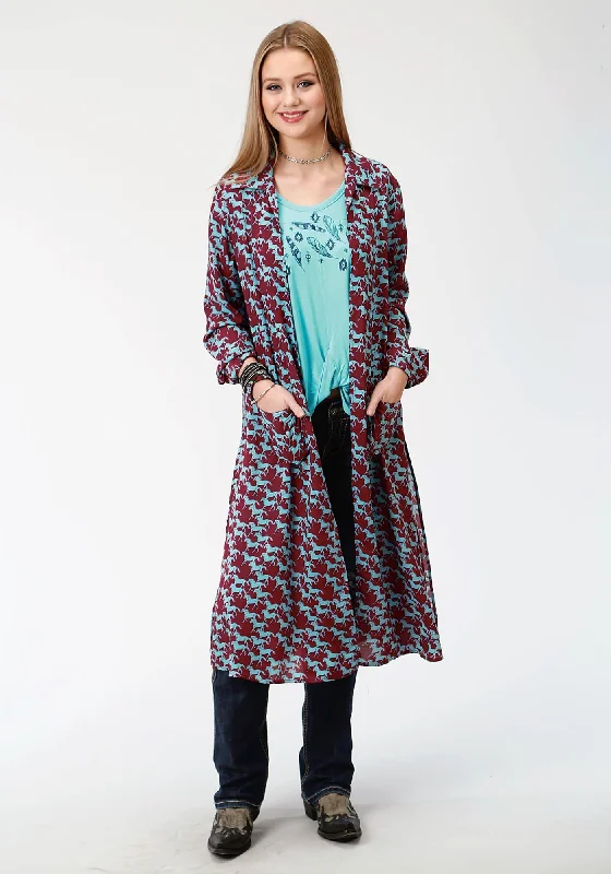 Roper Womens Red Rayon/Nylon Turquoise Stampede Cardigan Embroidered Appliqued Beaded Roper Womens Red Rayon/Nylon Turquoise Stampede Cardigan Embroidered Appliqued Beaded