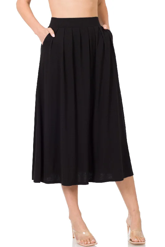 High Waist Pleated Midi Skirt high waist skirt