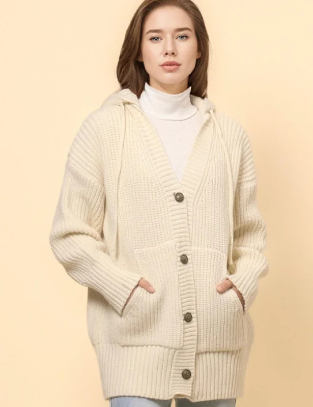 Ladies Solid Color Hip Length Hoodie Cardigan SKT4813 Boxy Cardigan Fitted Cardigan A-Line Ladies Solid Color Hip Length Hoodie Cardigan SKT4813 Boxy Cardigan Fitted Cardigan A-Line