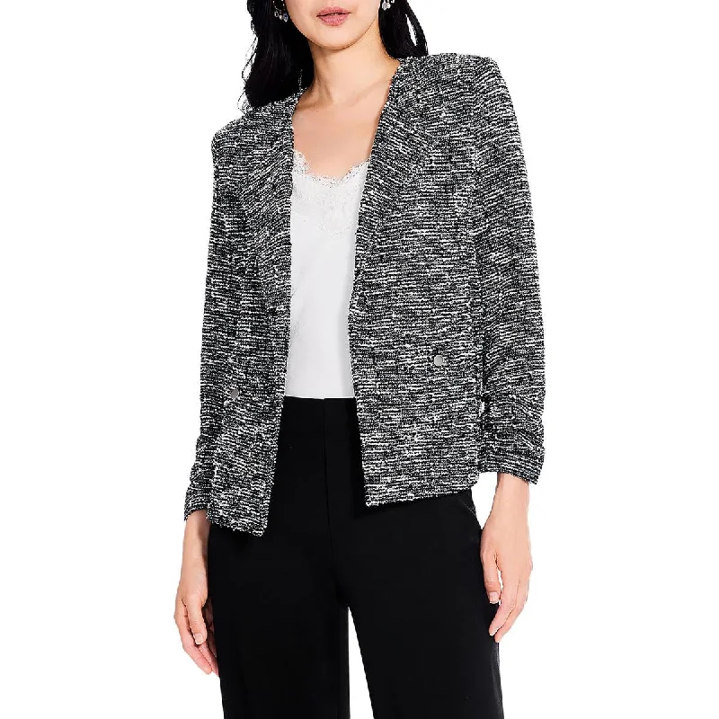 Nic + Zoe Womens Tweed Open Front Cardigan Sweater Nylon Fabric Polyester Fabric Spandex Fabric