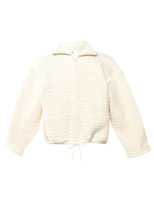 Zip Front Cardigan - S Spandex Rayon Corduroy