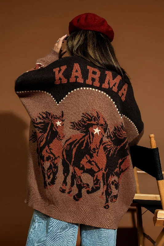 Untamed Wild Mustang Cardigan *PREORDER* Fleece Fabric Down Fabric Feather Fabric