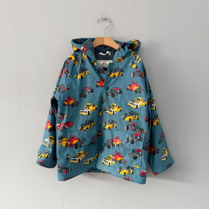 Hatley / Monster truck rain jacket / 6Y Zip Front Button Front Snap Front