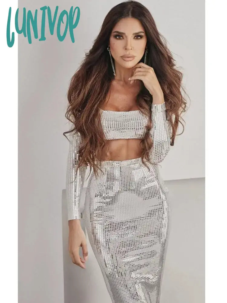 Lunivop Women Winter Sexy O Neck Long Sleeve Studded Sparkly Black White Mixi Skirt Set 2024 Knitted Elegant Evening Club Party Dress Boatneck Modish Everyday Lunivop Women Winter Sexy O Neck Long Sleeve Studded Sparkly Black White Mixi Skirt Set 2024 Knitted Elegant Evening Club Party Dress Boatneck Modish Everyday