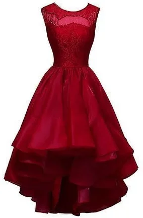 Elegant Red High Low Prom Dress, Short party Dress, Evening Formal Dress cg4879 Tunics Formal black