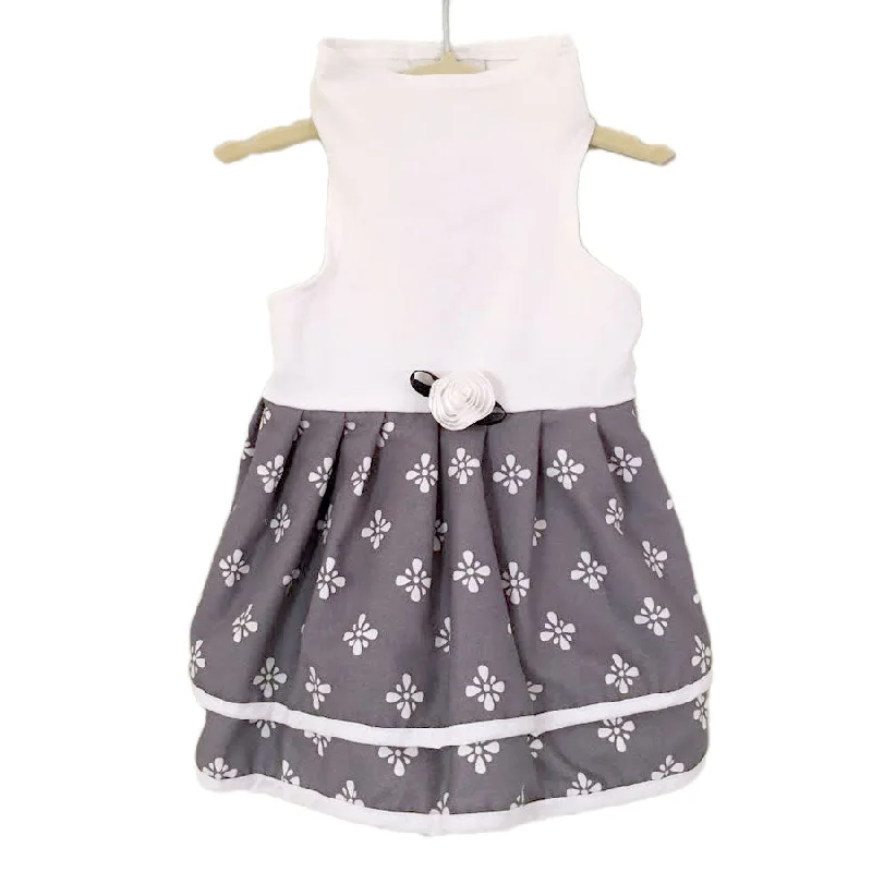 501D Grey and White Print Double Skirt lightweight skirt design