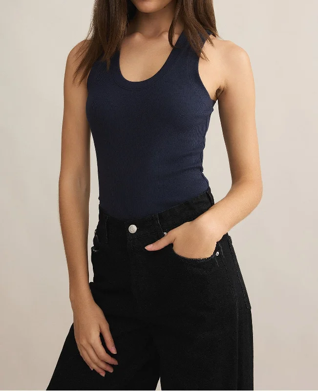 Sirena Rib Tank | Blue chic tank top
