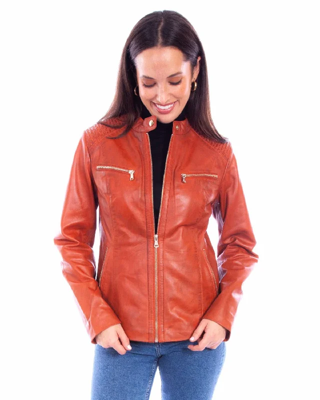 Scully Womens Cafe Racer Zip Rust Leather Leather Jacket Oversized Jacket Tailored Jacket Straight Jacket Scully Womens Cafe Racer Zip Rust Leather Leather Jacket Oversized Jacket Tailored Jacket Straight Jacket