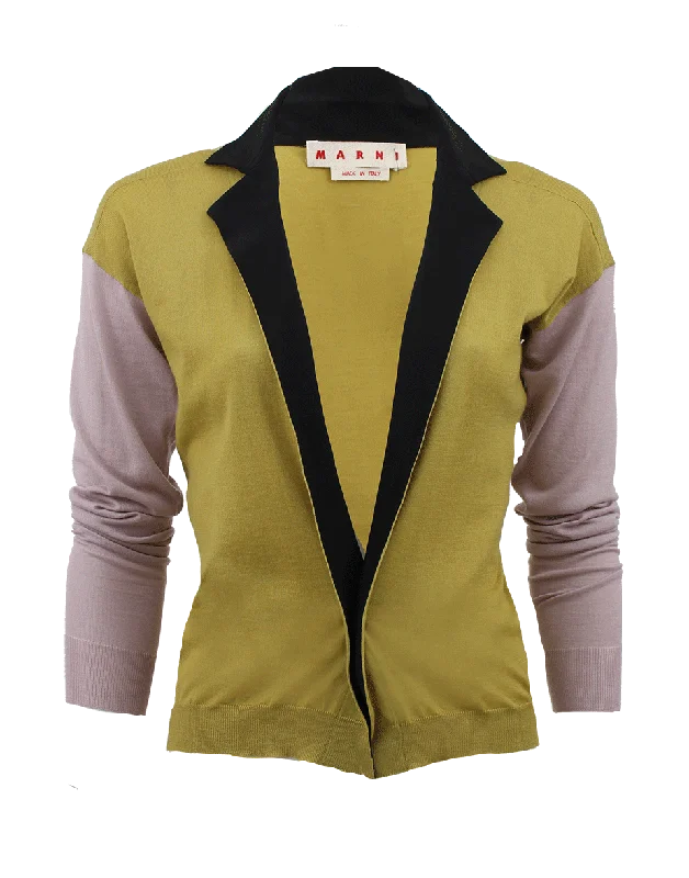 Long Sleeve Colorblock Cardigan Zippered Buttoned Snapped
