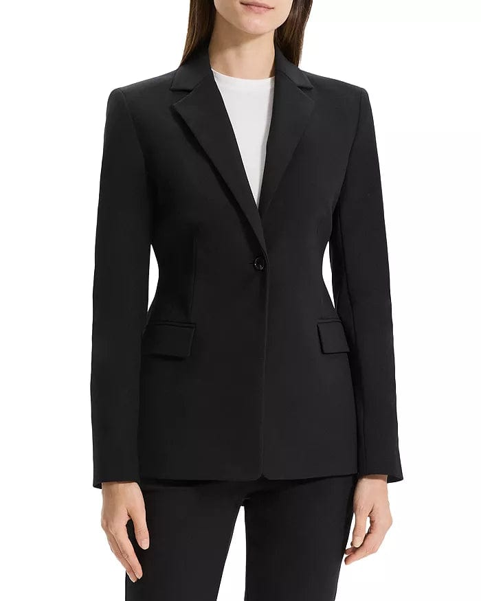 2 Piece Business Casual Peak Lapel Women's Suit (Blazer+Pants) High-Waist Trousers