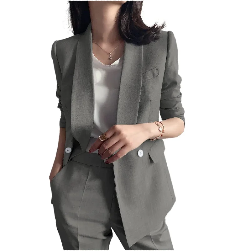 Leisure Shawl Lapel Blzer 2 Pieces Women Suit (Blazer+Pants) Comfortable Pleated Pants Leisure Shawl Lapel Blzer 2 Pieces Women Suit (Blazer+Pants) Comfortable Pleated Pants