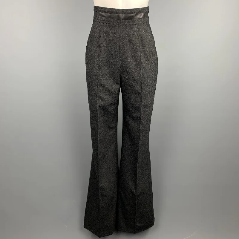 WES GORDON Size 2 Charcoal Heather Wool Blend Wide Leg Dress Pants Relaxed Casual Leggings WES GORDON Size 2 Charcoal Heather Wool Blend Wide Leg Dress Pants Relaxed Casual Leggings