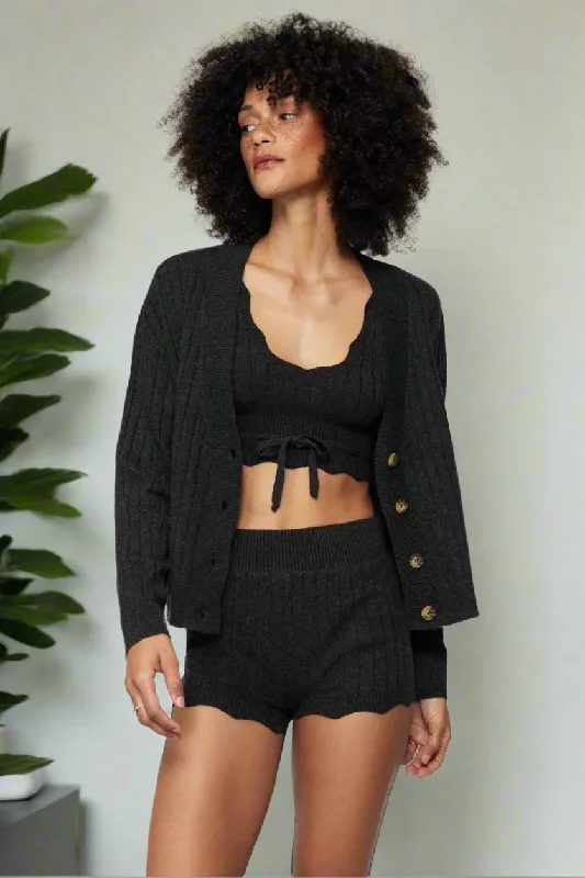 Spiritual Gangster Hudson Pointelle Cardigan Beaded Cardigan Sequined Faux Fur