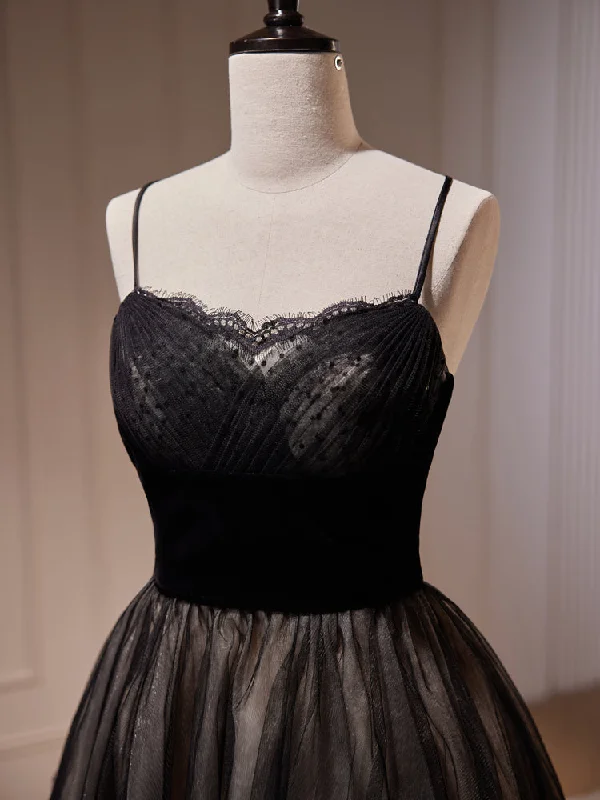Black Tulle and Lace Straps Short Party Dress, Black Homecoming Dress Tunics Business professional Black Tulle and Lace Straps Short Party Dress, Black Homecoming Dress Tunics Business professional