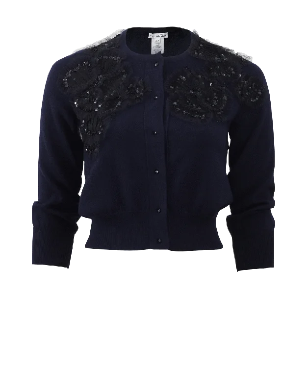 Beaded Cropped Cardigan Polka Dot Checkered Tartan