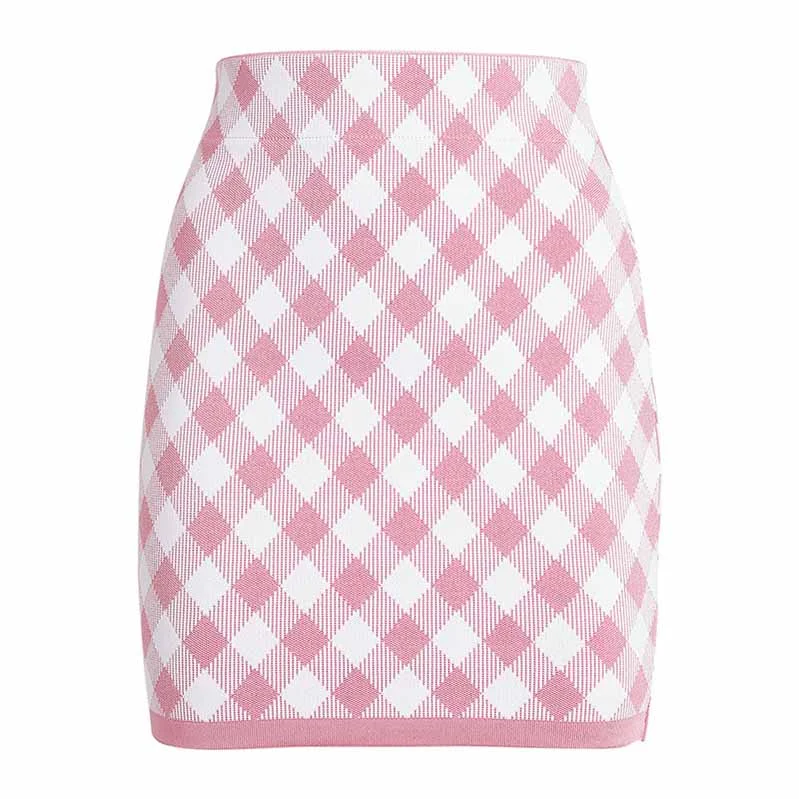 Women Pink Houndstooth Check Skirt Tweed Skirt Stretchy High Waisted Short Skirt asymmetrical skirt cut Women Pink Houndstooth Check Skirt Tweed Skirt Stretchy High Waisted Short Skirt asymmetrical skirt cut