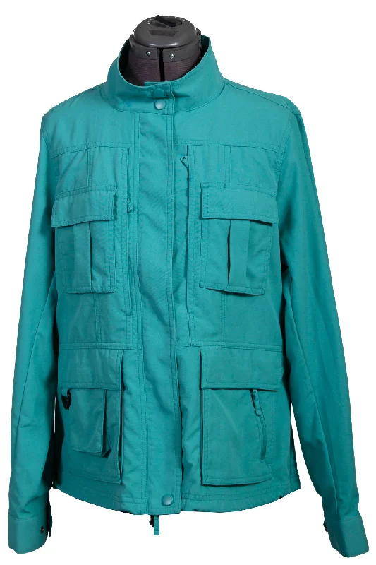 Scully Womens Teal Nylon Multi-Pocket Jacket Front Pockets Side Pockets Patch Pockets Scully Womens Teal Nylon Multi-Pocket Jacket Front Pockets Side Pockets Patch Pockets