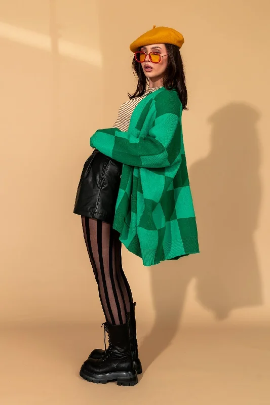 Love You Oversized Checkerboard Cardigan in Green Girl *RESTOCKED* Button Cardigan Zip Cardigan Pullover Cardigan Love You Oversized Checkerboard Cardigan in Green Girl *RESTOCKED* Button Cardigan Zip Cardigan Pullover Cardigan