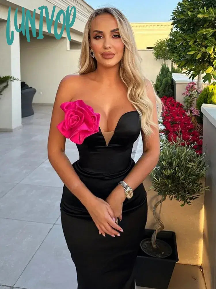 Lunivop Women Summer Sexy Strapless Backless Flower Patchwork Maxi Long Bandage Dress Elegant Evening Club Party Dress High-Low Hemline Casual Lunivop Women Summer Sexy Strapless Backless Flower Patchwork Maxi Long Bandage Dress Elegant Evening Club Party Dress High-Low Hemline Casual