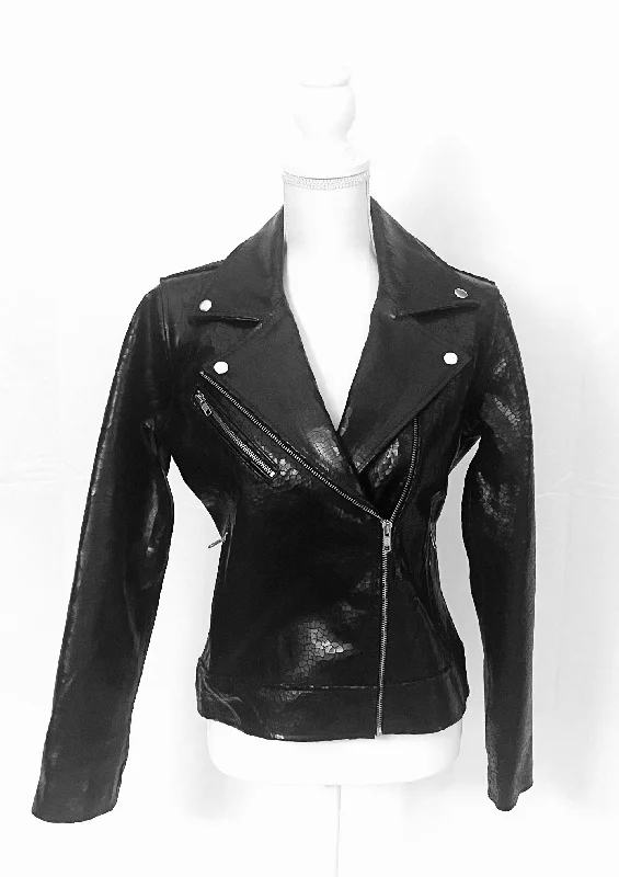 Taylor Black Glass Moto Jacket One-Shoulder Jacket Off-the-Shoulder Jacket Asymmetrical Jacket Taylor Black Glass Moto Jacket One-Shoulder Jacket Off-the-Shoulder Jacket Asymmetrical Jacket