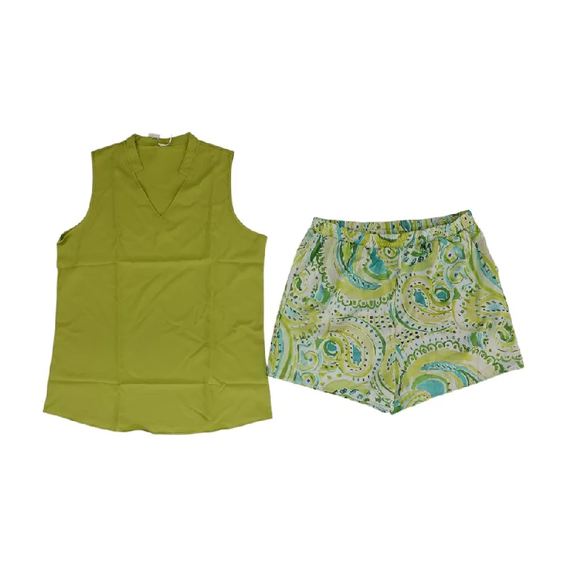 Green Tank Top and Misc Shorts metallic tank top