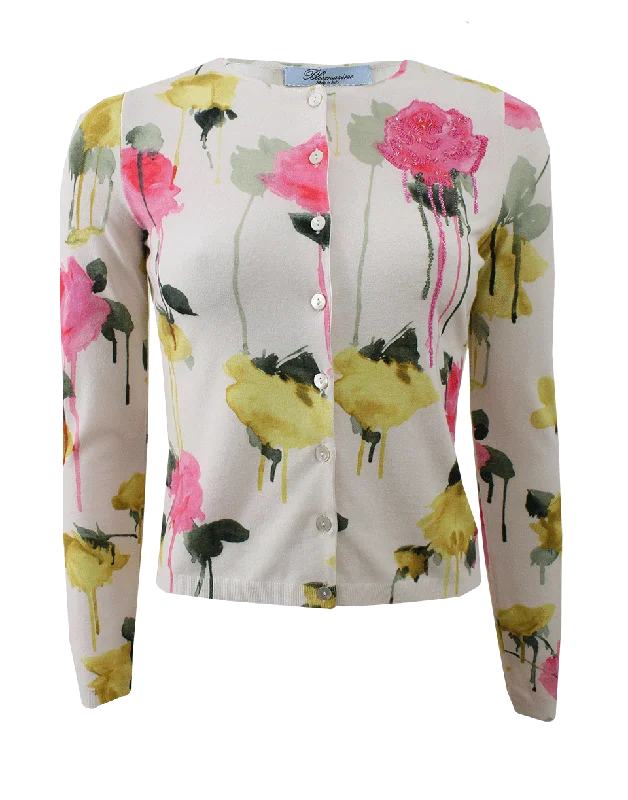 Rose Print Cardigan Stylish Fashionable Trendy