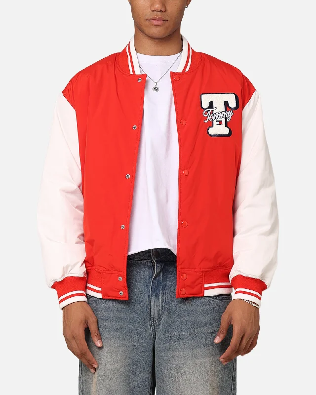 Tommy Jeans TJM Colourblock Varsity Jacket Deep Crimson Cotton Jacket Linen Jacket Terry Jacket Tommy Jeans TJM Colourblock Varsity Jacket Deep Crimson Cotton Jacket Linen Jacket Terry Jacket