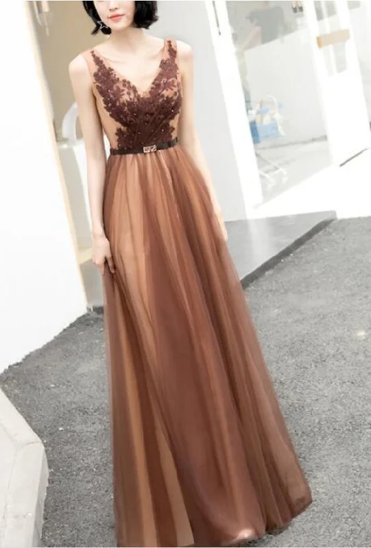 V-neckline Tulle Long Party prom Dress, Elegant Evening Party Dress cg6435 Tunics Leisure comfortable V-neckline Tulle Long Party prom Dress, Elegant Evening Party Dress cg6435 Tunics Leisure comfortable
