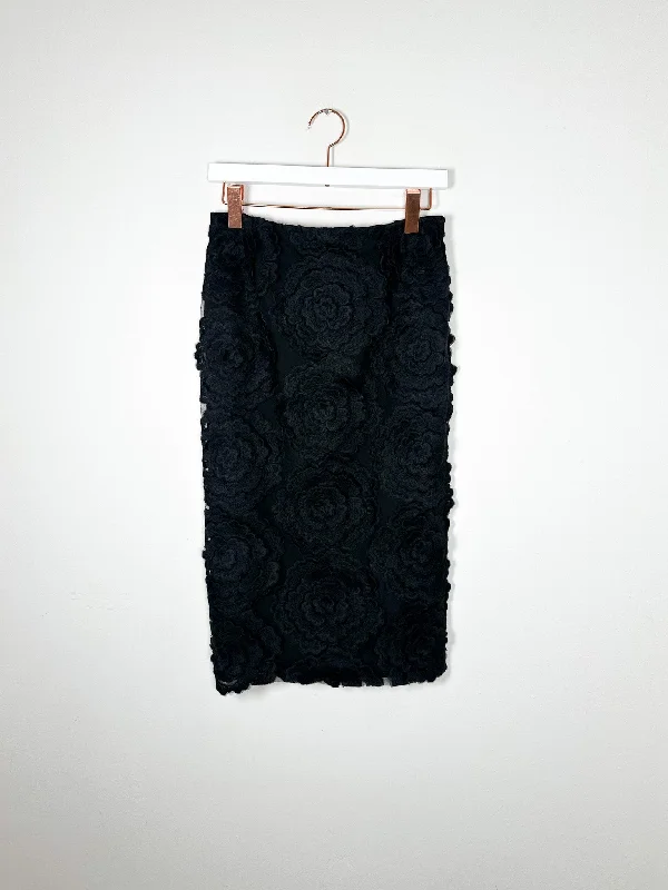 Nº 21 - Textured Skirt - Black silk skirt sleek