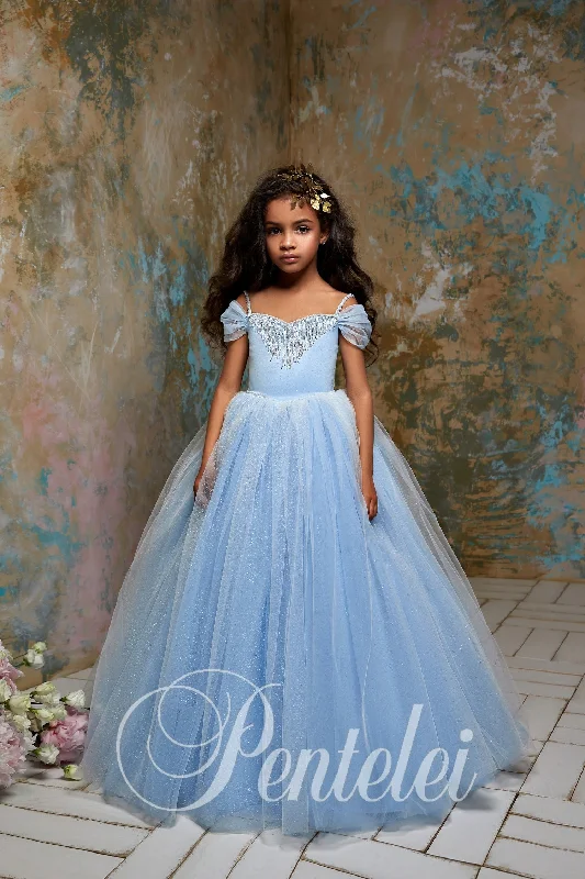 Lush  Multi-Layer Glitter Tulle Skirt Lowered Shoulders Sleeves  2310 zip skirt side