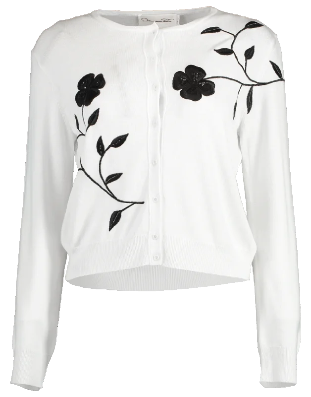 Cropped Embroidered Cardigan Neon metallic Matte
