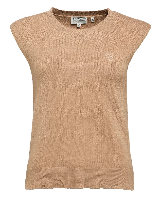 Sarah Knitted Tank - Dark Camel cherry red tank