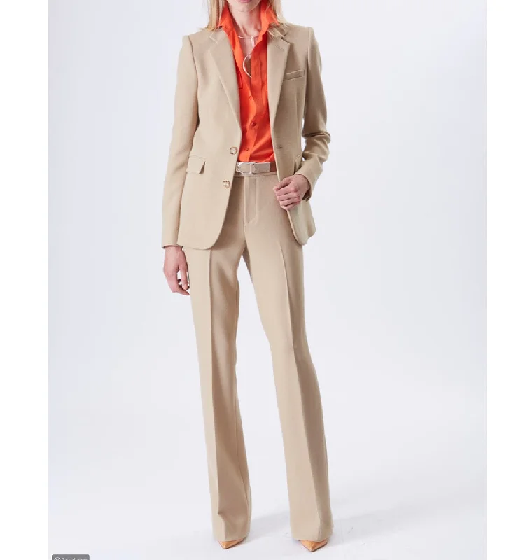 2 Piece Suit Notch Lapel Women Suit (Blazer+Pants) Elegant Wool Trousers