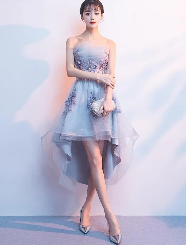 Fashionable Tulle High Low New Party Dress With Flower Applique, Party prom Dress cg5754 Tunics Chic elegant Fashionable Tulle High Low New Party Dress With Flower Applique, Party prom Dress cg5754 Tunics Chic elegant