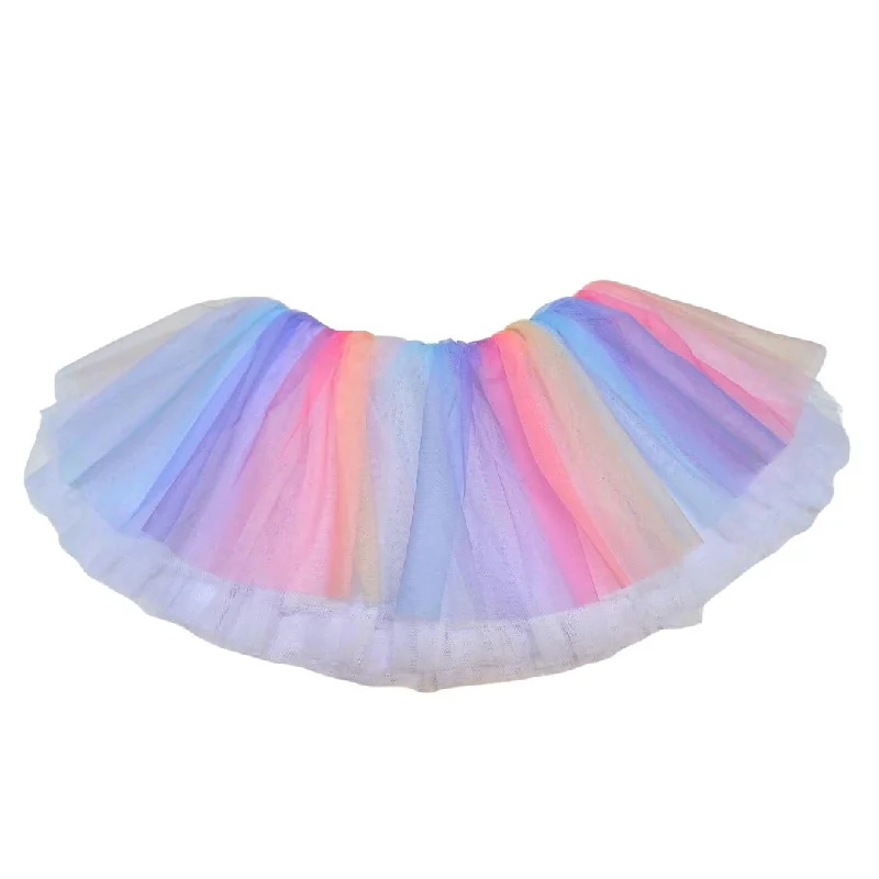 Rainbow Multi-layer Tulle Skirt velvet skirt glossy