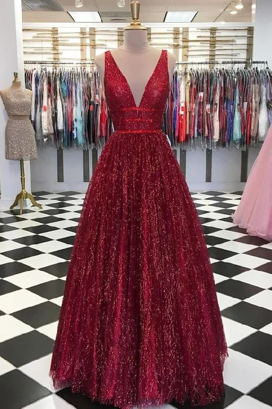 Stunning Red V Neck Sleeveless Prom Dresses Floor Length A Line Formal Party Dress cg980 Off-the-shoulder Bohemian Festive Stunning Red V Neck Sleeveless Prom Dresses Floor Length A Line Formal Party Dress cg980 Off-the-shoulder Bohemian Festive