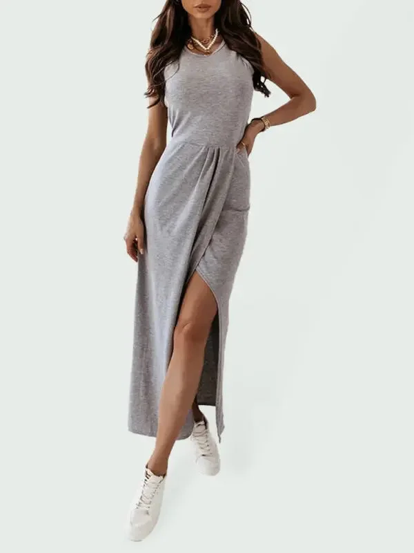 Blue Zone Planet | Tank Top Sleeveless Long Slit Dress mesh tank top