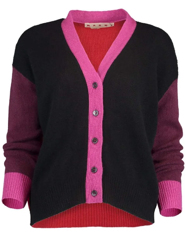 Colorblock Boyfriend Cardigan Transparent Opaque Sheer