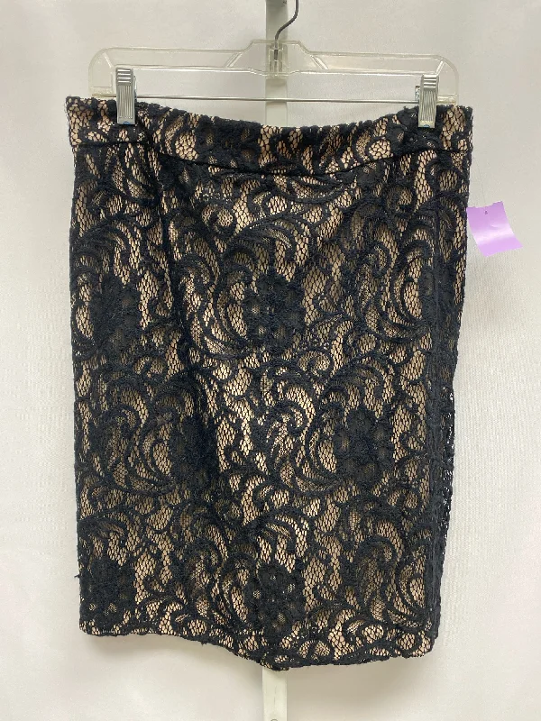Size 12 Inc Black/taupe Skirt silk skirt lustrous