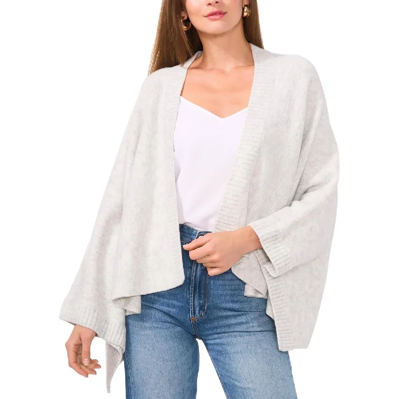 Vince Camuto Womens Ribbed Trim   Cardigan Sweater Patchwork Embroidered Appliqued