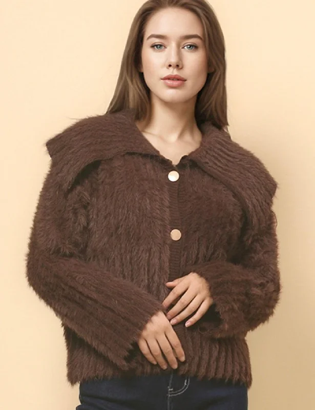 Ladies Soft Faux Mink Turndown Collar Botton Cardigan SKT4807 Fleece Cardigan Nylon Polyester Ladies Soft Faux Mink Turndown Collar Botton Cardigan SKT4807 Fleece Cardigan Nylon Polyester
