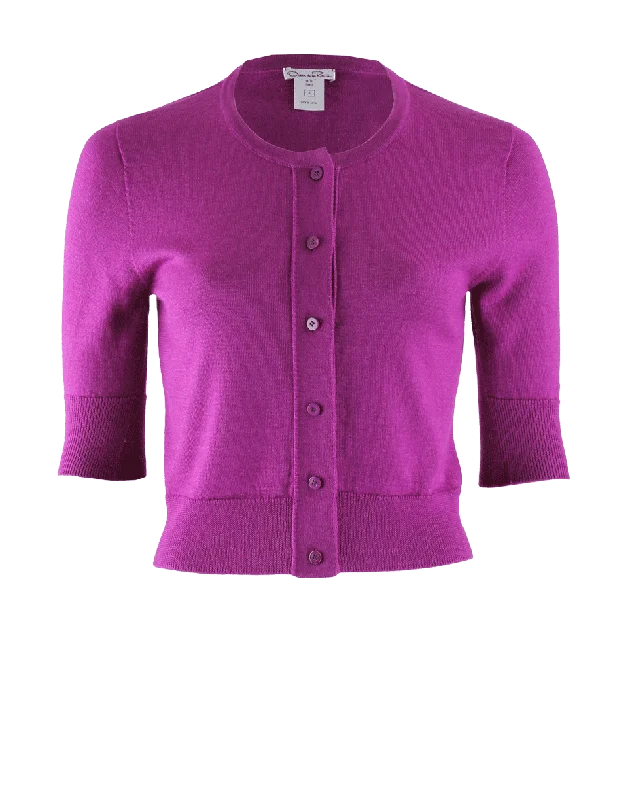 Cashmere Crop Cardigan Striped Floral Plaid