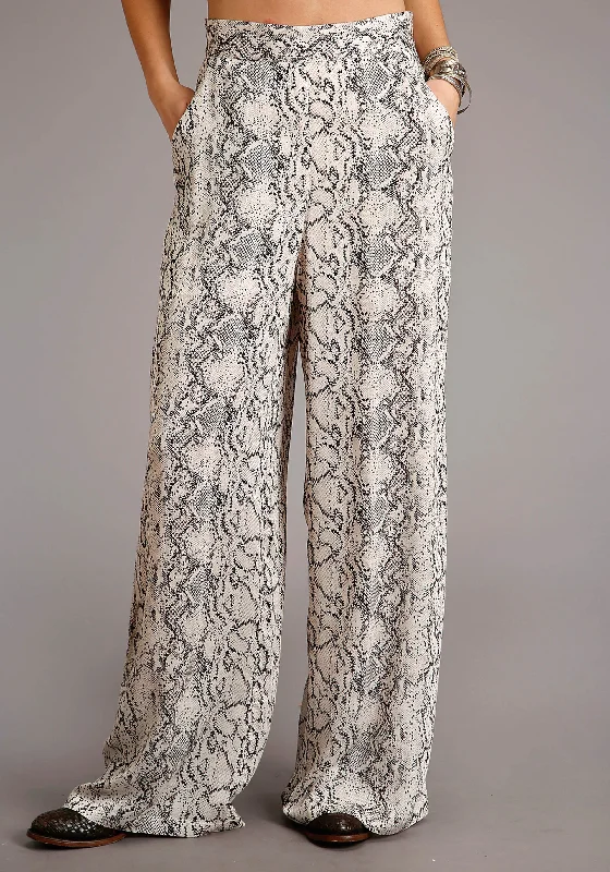 Women's Stetson Rayon Herringbone Snake Skin Print Pants Elegant Trouser Pants