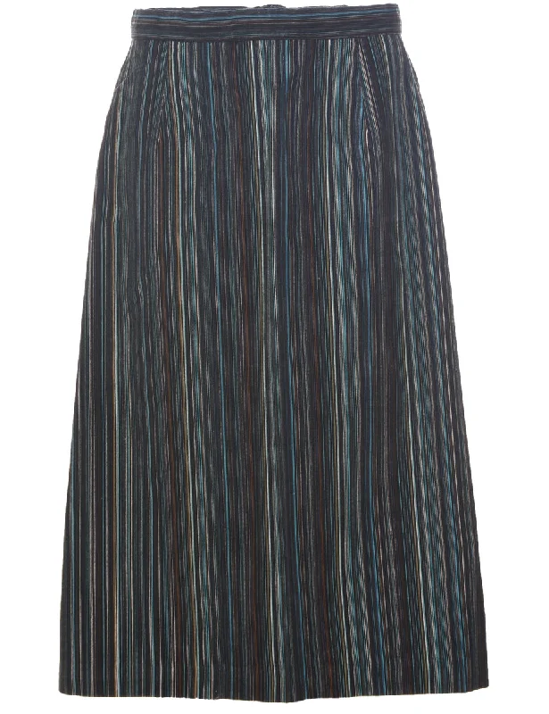 Striped Pattern A-line Skirt - L satin skirt smooth