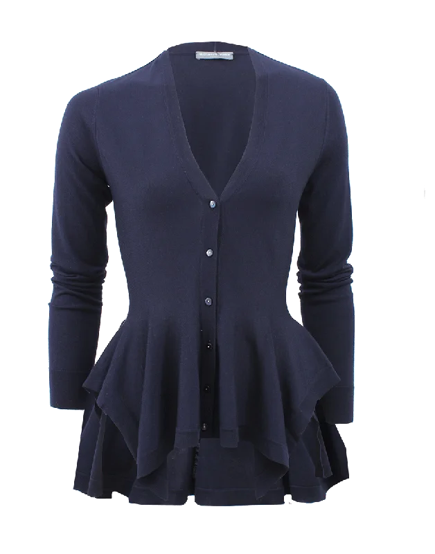 Peplum Cardigan Houndstooth Herringbone Solid