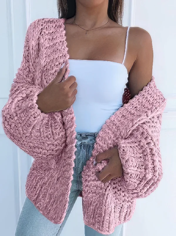 Chunky Knit Cardigan Sweater Transparent Opaque Sheer