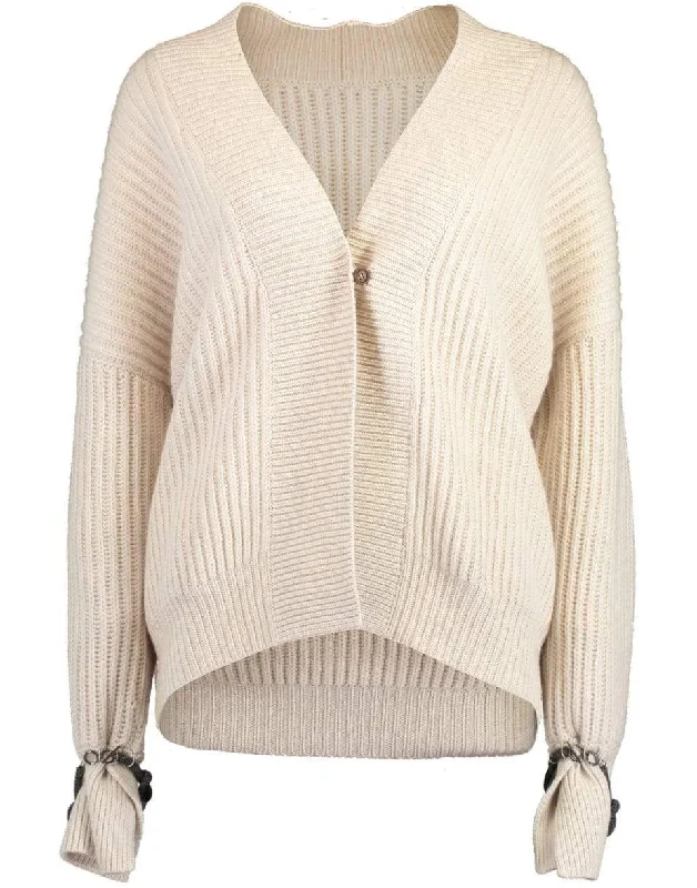 Monili Bracelet Cashmere English Ribbed Cardigan Casual Formal Business