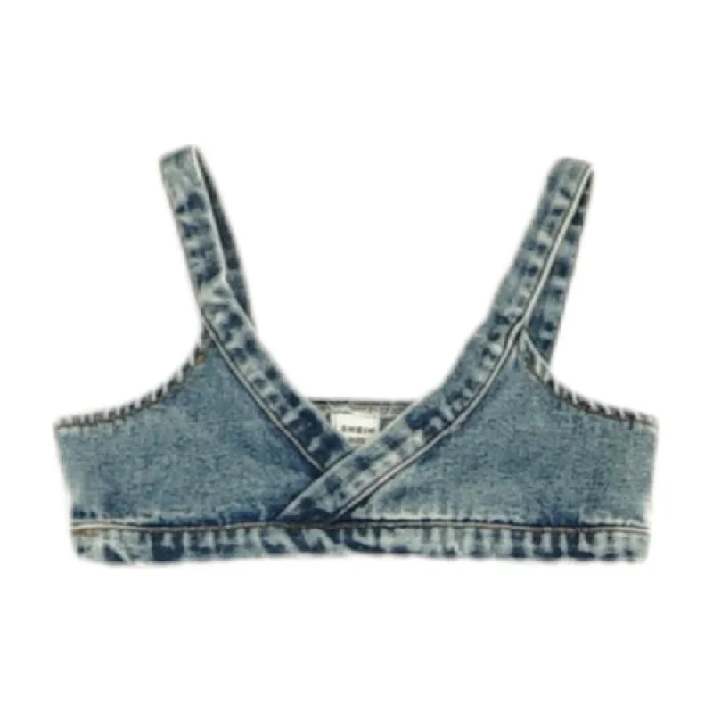Blue Solid Cropped Tank cozy tank top