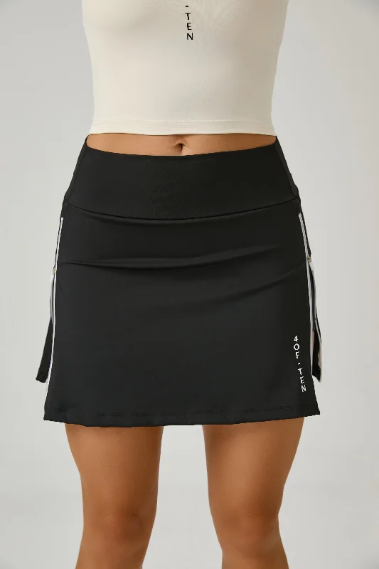 Black Zip Tennis Skirt for Stylish Performance chiffon skirt lightweight